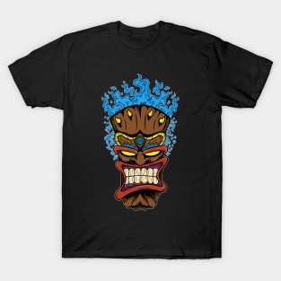 Tiki Mask with Blue Fire T-Shirt